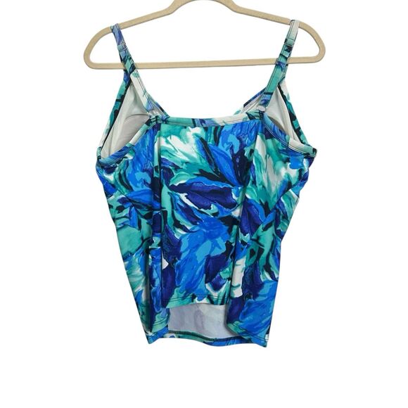 Croft & Barrow Womens Plus 20 W Tankini Swim Top Blue Watercolor Beach Vacation - Picture 5 of 7
